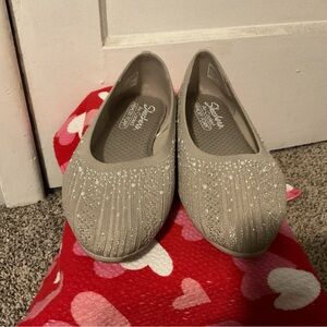 Skechers Glittery Beige Slip-On Shoes